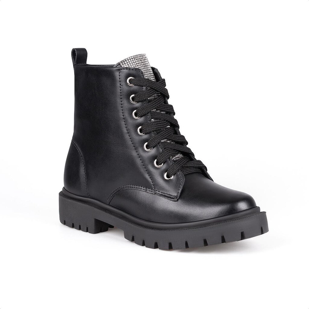 Coturno Feminino Preto Cano Curto Solado Tratorado Zíper Confortável