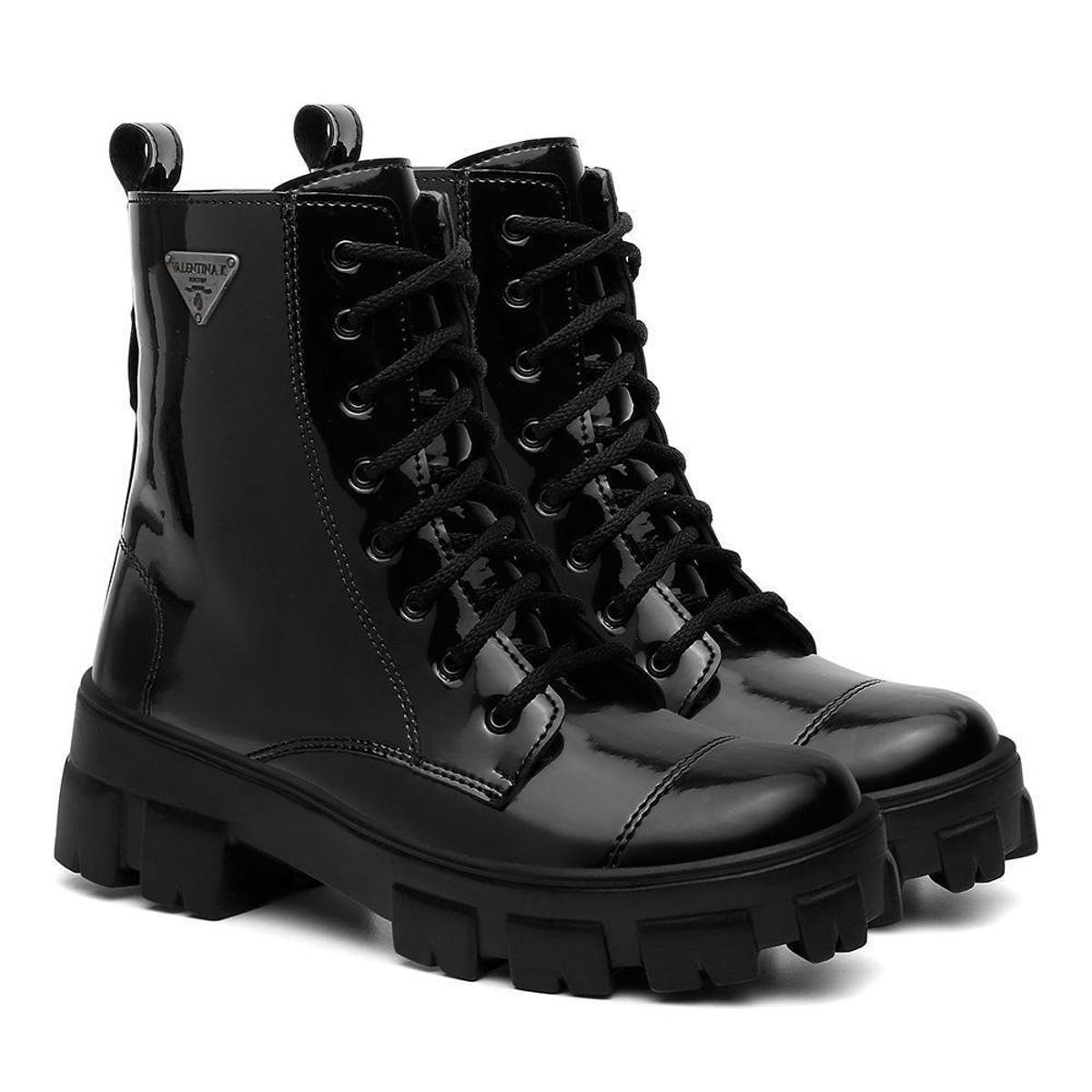 Coturno Feminino Salto Baixo Tratorado Cano Curto Zíper Menor preço em Coturno Feminino Salto Baixo Tratorado Cano Curto Zíper