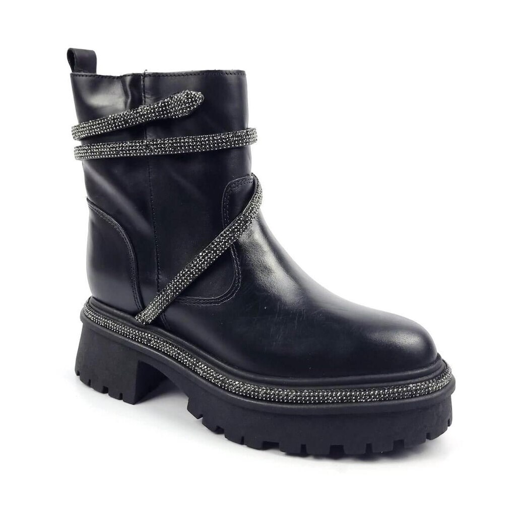 Coturno Feminino Samanta Cano Curto Tratorado Strass Cobra