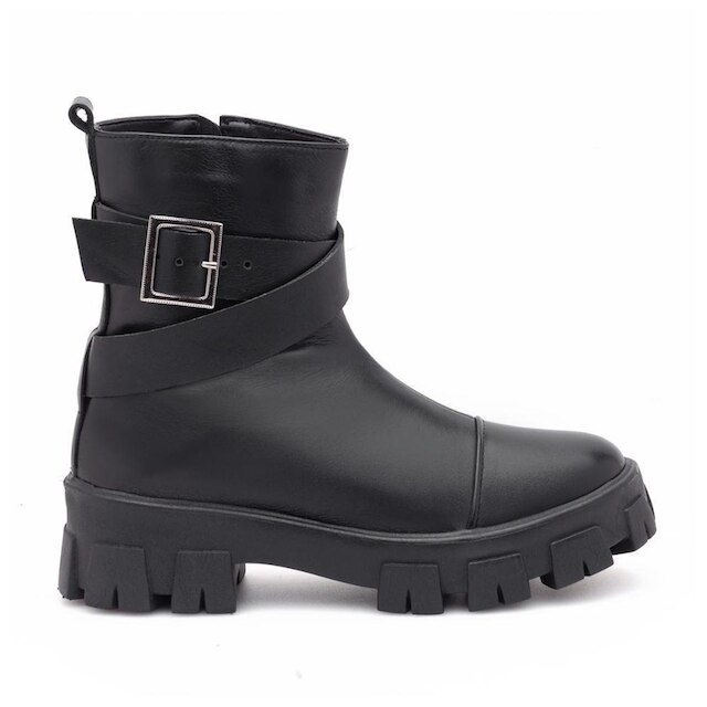 Coturno Feminino Tratorado Couro Bota Cano Curto Conforto