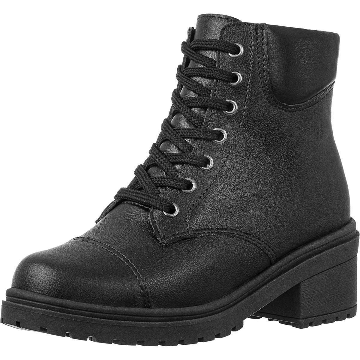 Coturno GiGiL Feminino Bota Salto Tratorado Cano Curto Conforto - Preto Menor preço em Coturno GiGiL Feminino Bota Salto Tratorado Cano Curto Conforto - Preto