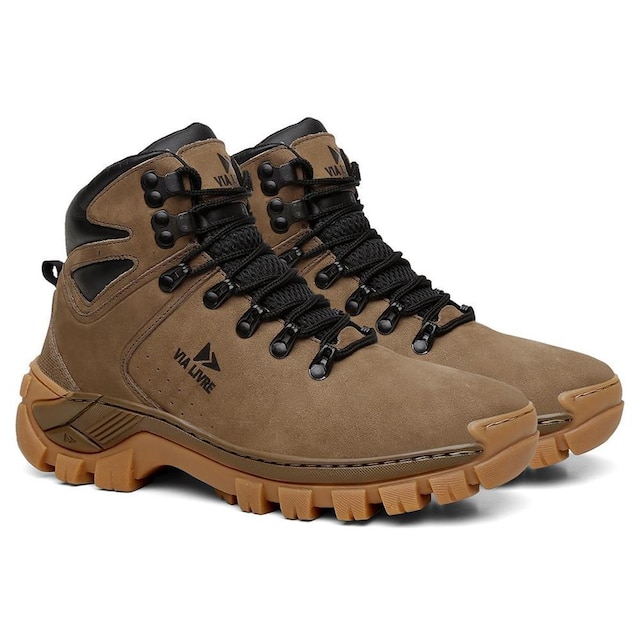 Coturno Masculino Adventure Couro Bota Conforto Resistente Colorado