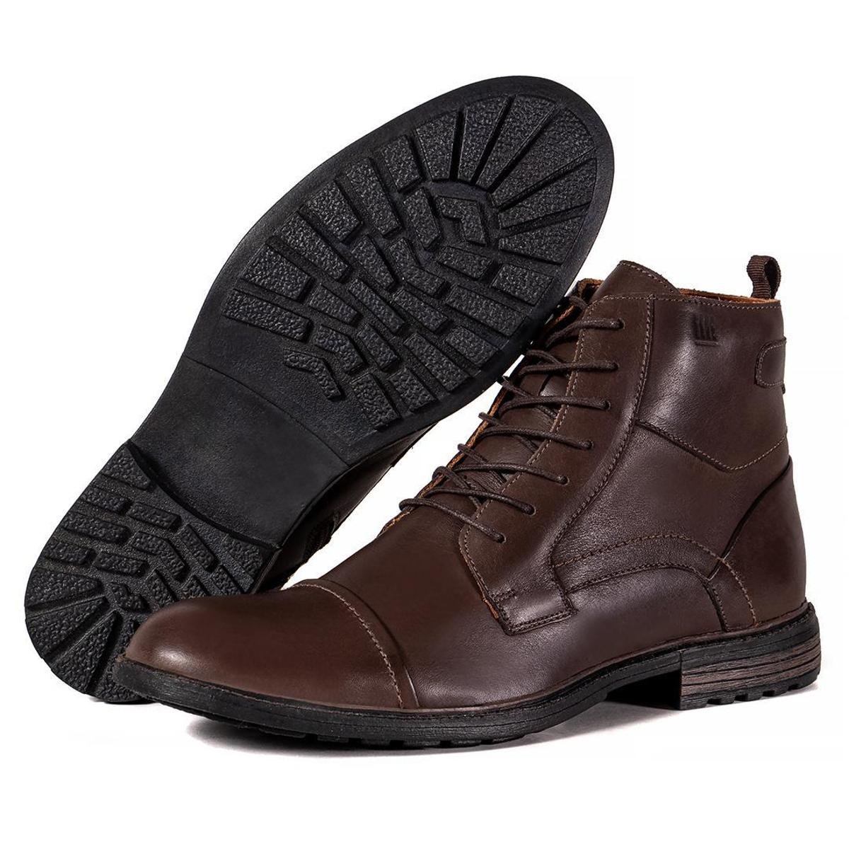 Coturno Masculino Bota Em Couro Legitimo Confortavel Zipper Menor preço em Coturno Masculino Bota Em Couro Legitimo Confortavel Zipper