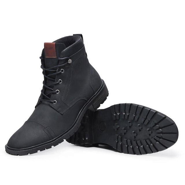 Coturno masculino bota militar cano médio zíper lateral