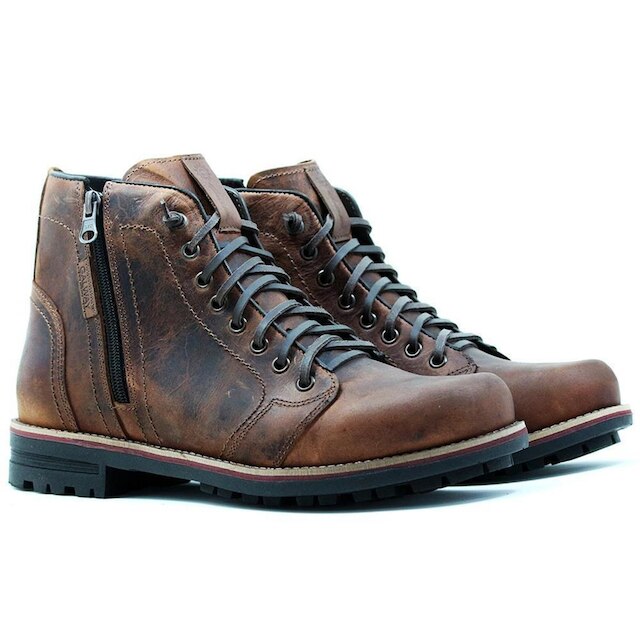 Coturno Masculino Couro Macio Estilo Antiderrapante Conforto
