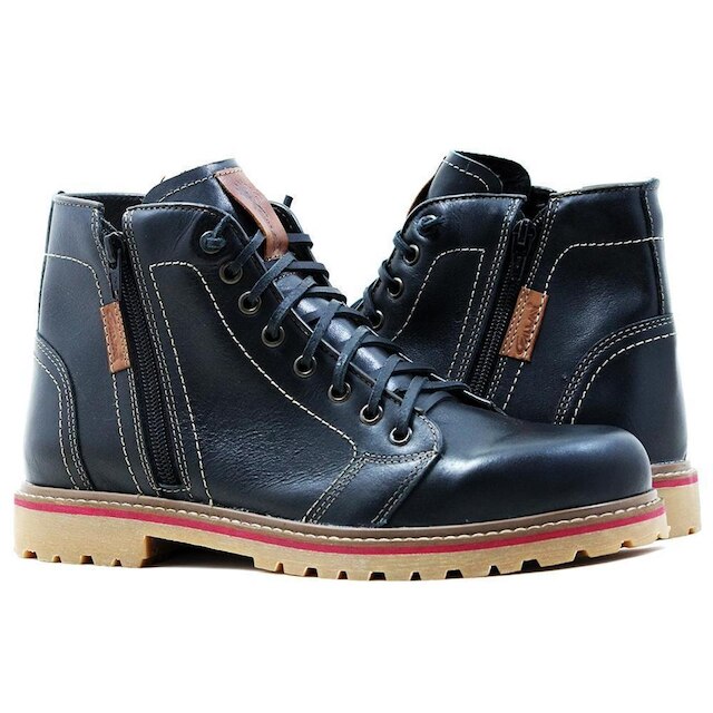 Coturno Masculino Couro Macio Estilo Antiderrapante Conforto