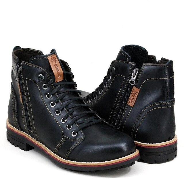 Coturno Masculino Couro Macio Estilo Antiderrapante Conforto