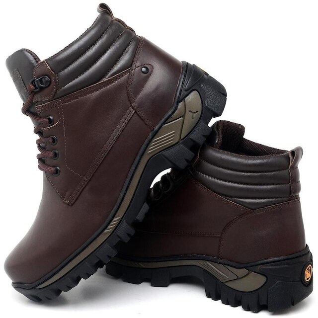 Coturno Masculino Militar Bota Segurança Cano Curto Em Couro