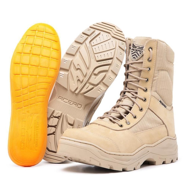 Coturno Masculino Militar Couro Acerto Selva Cano Alto