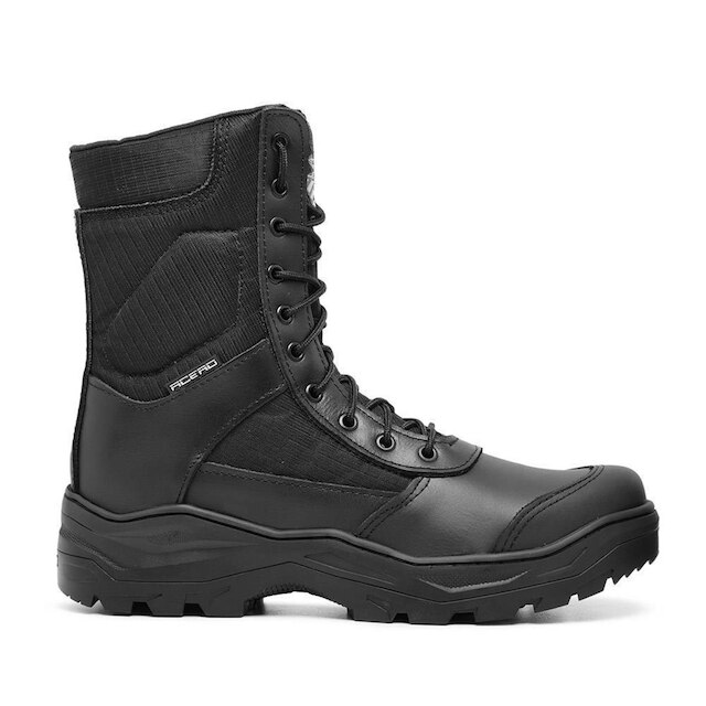 Coturno Masculino Militar Couro Acerto Selva Cano Alto