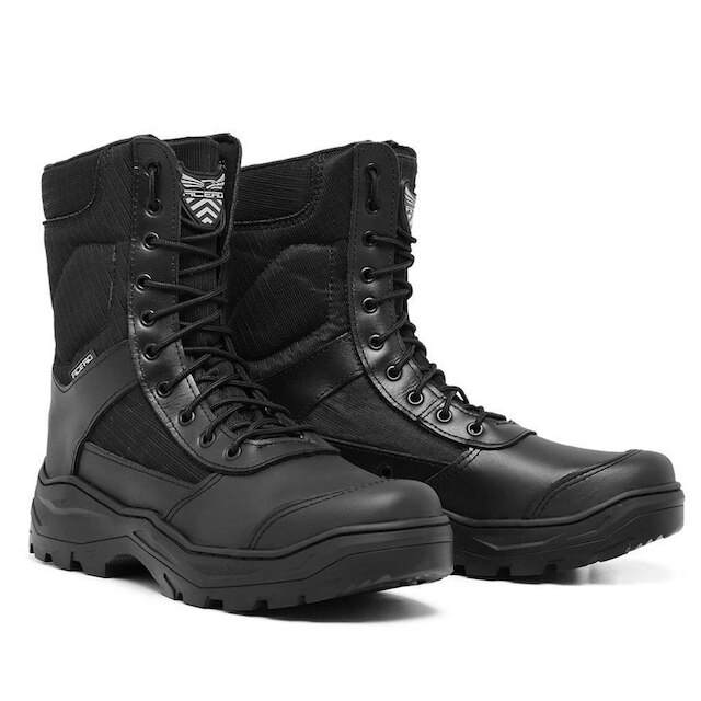 Coturno Masculino Militar Couro Acerto Selva Cano Alto
