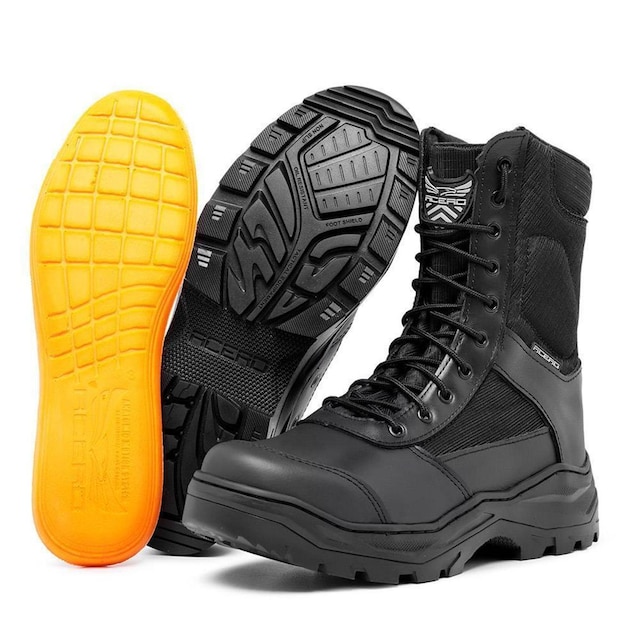 Coturno Masculino Militar Couro Acerto Selva Cano Alto