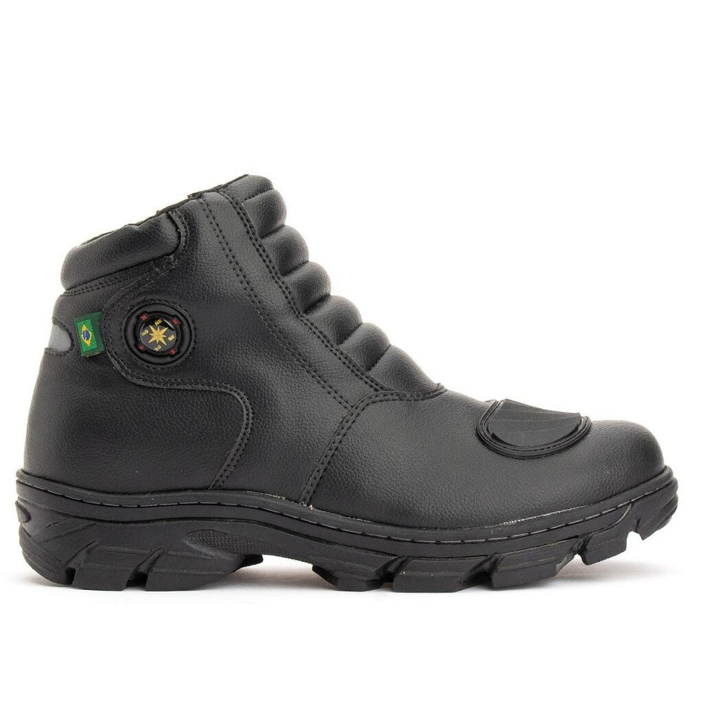 Coturno Militar Com Ziper Mod Motoqueiro Couro Com Carteira