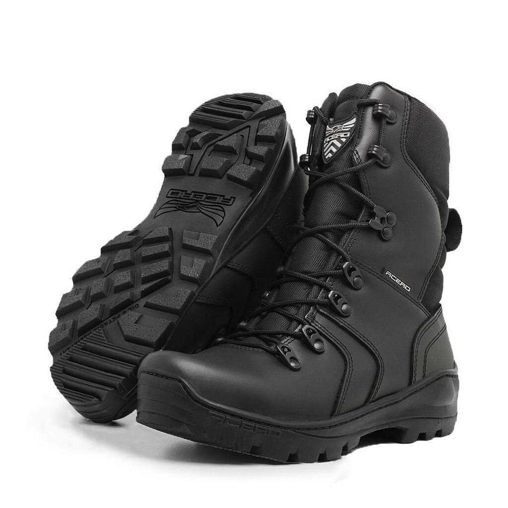 Coturno Militar Masculino Couro Cano Alto Acero Resistente