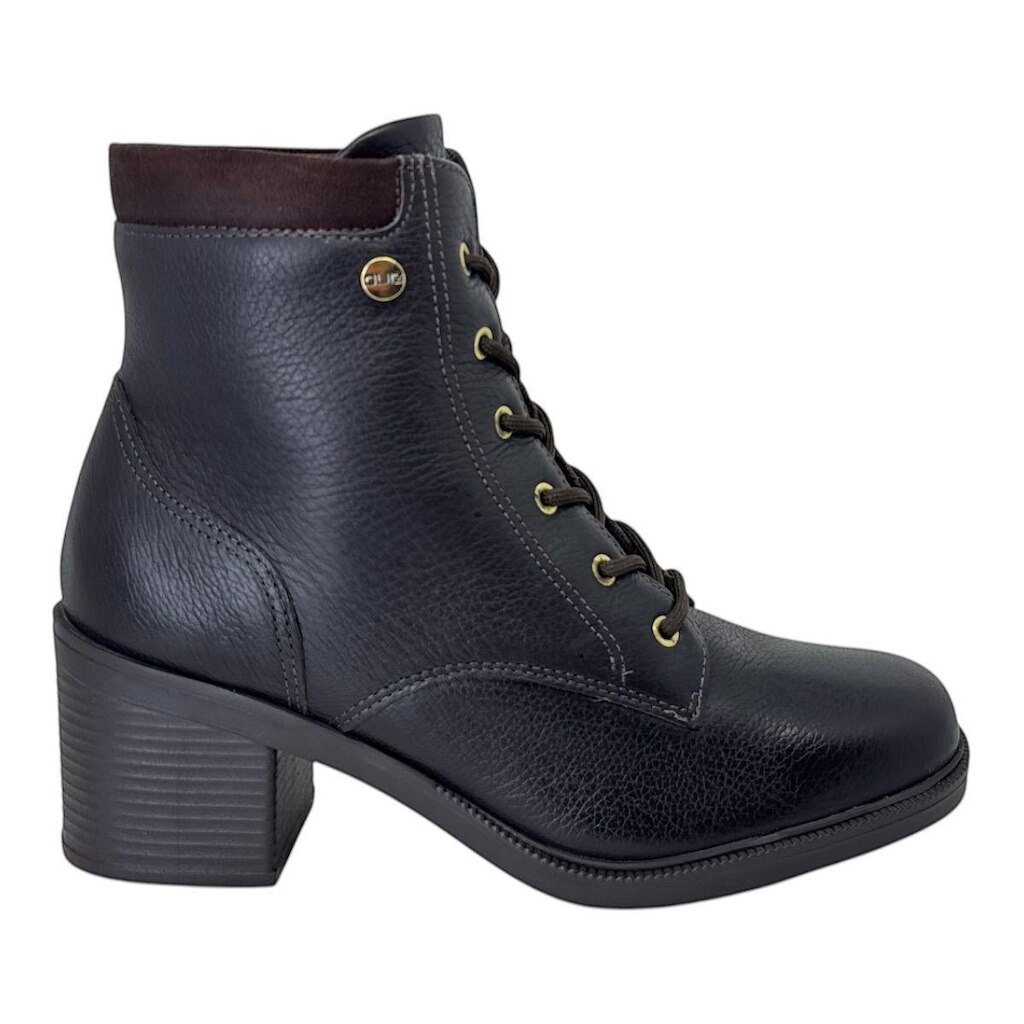 COTURNO QUIZ FEMININO SALTO BLOCO EM COURO CASUAL 68-2345-13 CAFE