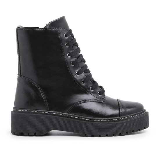 Coturno Vinni&Co Cano Médio Moderno Envernizado Feminino - Café