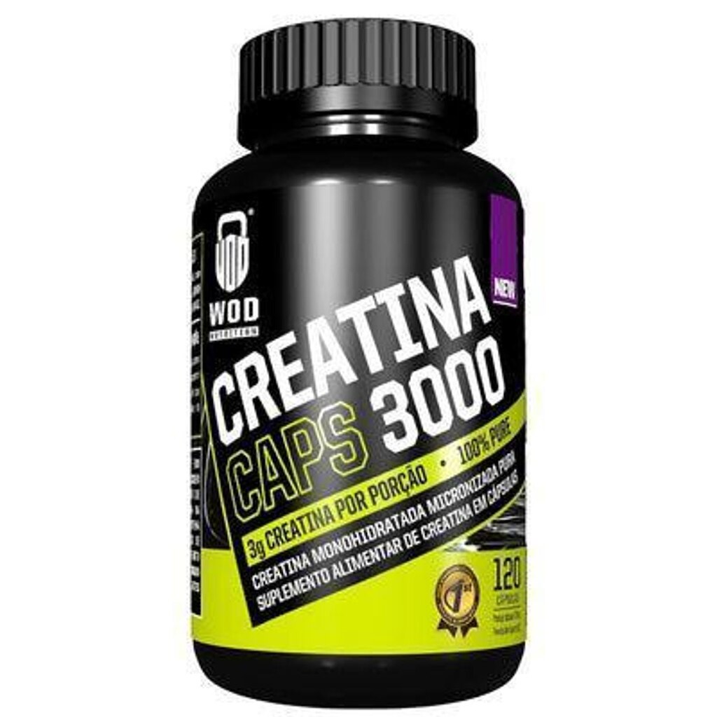 Creatina Caps 3000 100% Pura Mono-Hidratada 120 Cápsulas 60g – WOD NUTRITION