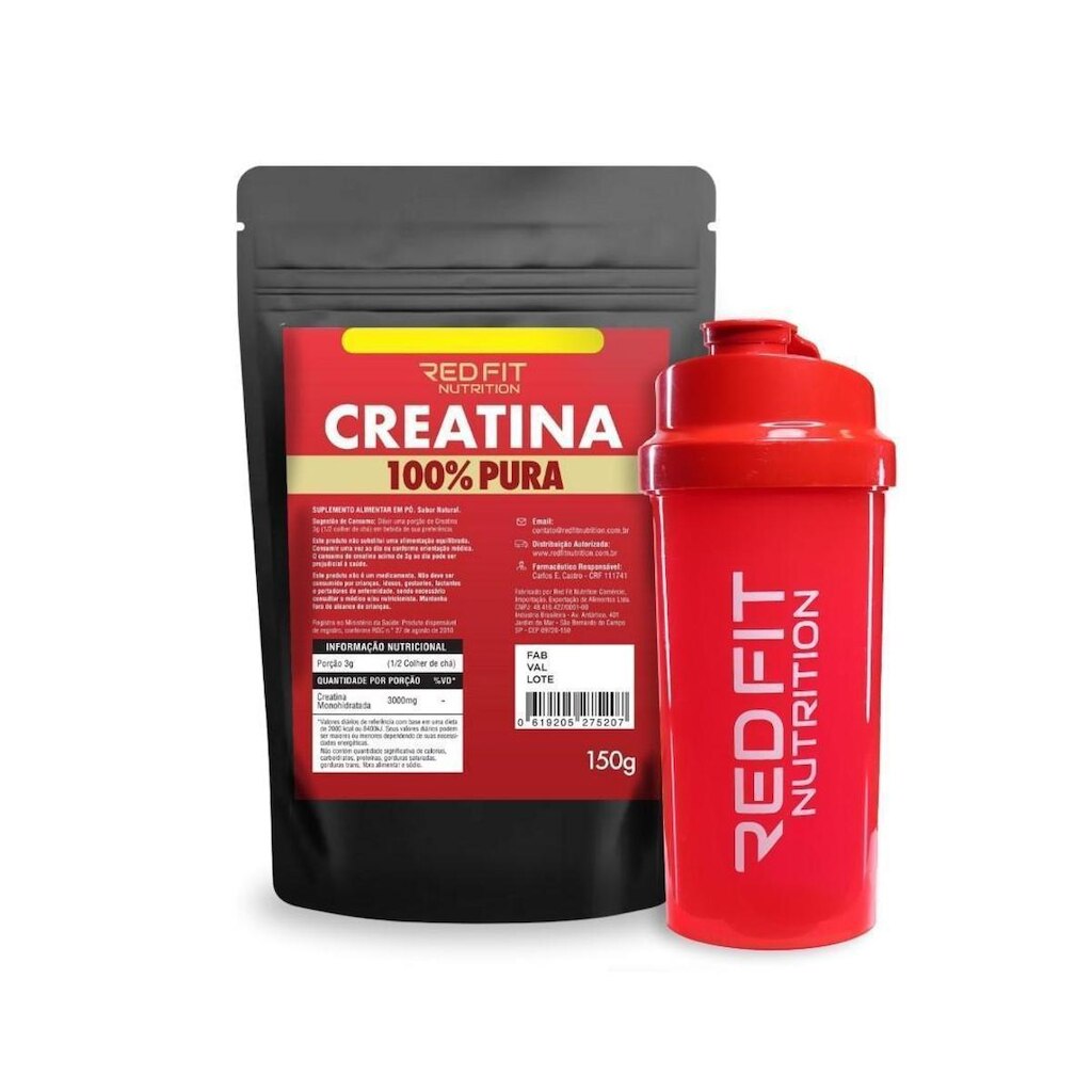 Creatina Monohidratada 150g - 100% Pura Matéria-Prima Importada - Red Fit Nutrition