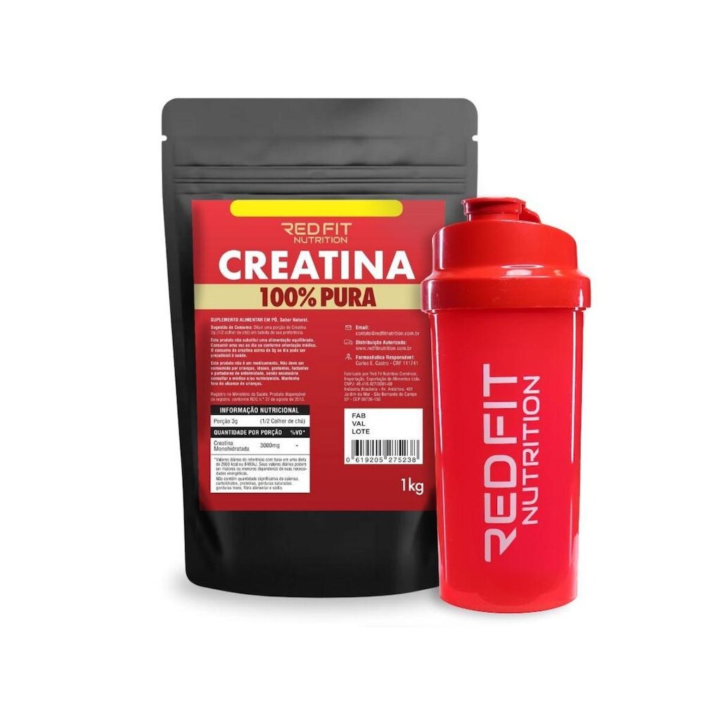 Creatina Monohidratada 1Kg - 100% Pura Matéria-Prima Importada - Red Fit Nutrition
