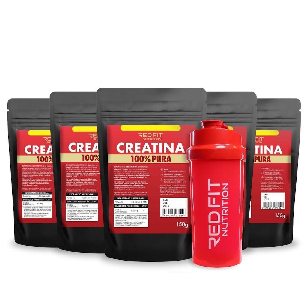 Creatina Monohidratada 750g - 100% Pura Matéria- Prima Importada - Red Fit Nutrition