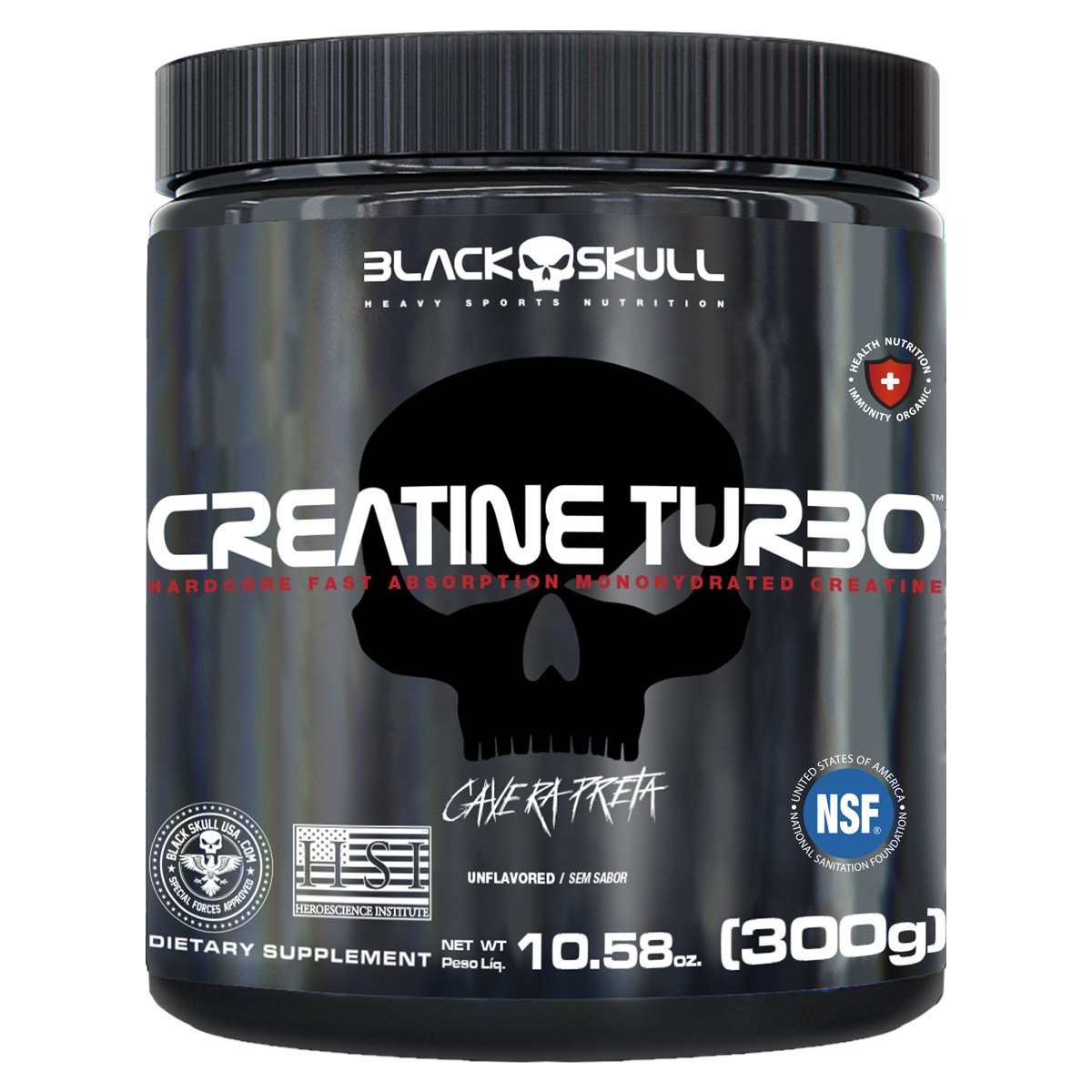 Creatina Turbo Black Skull 300g Menor preço em Creatina Turbo Black Skull 300g