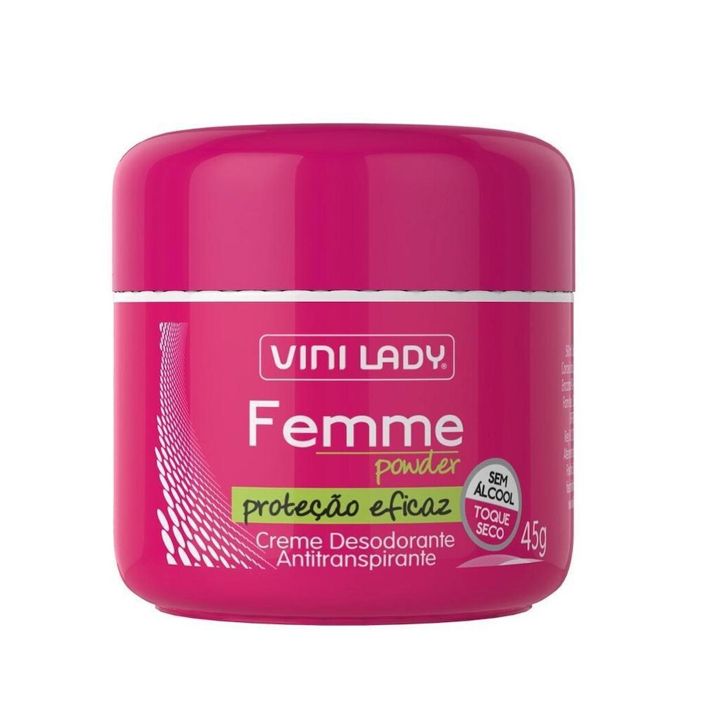 Creme Desodorante Antitranspirante Femme Powder 45g Vini Lady