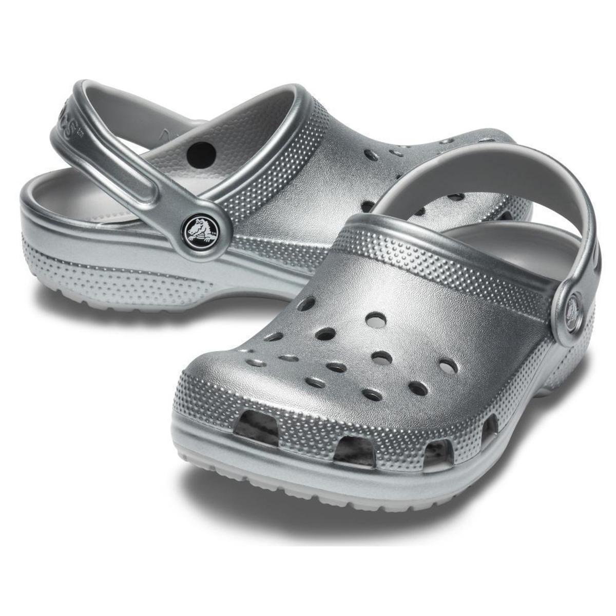 gunmetal metallic crocs