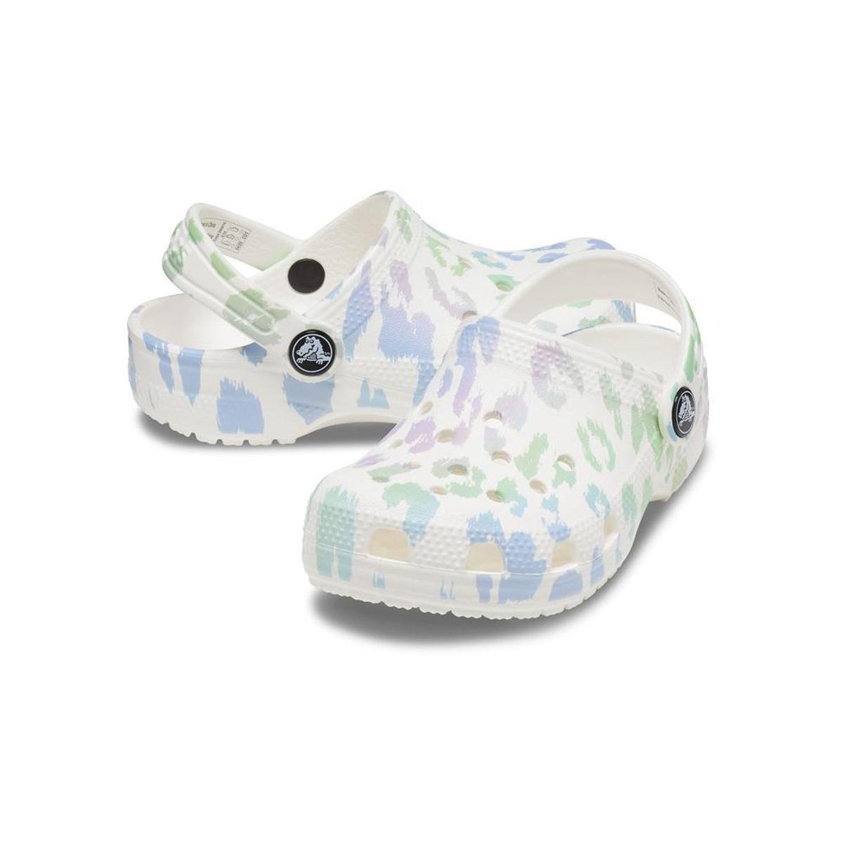 white with leopard crocs