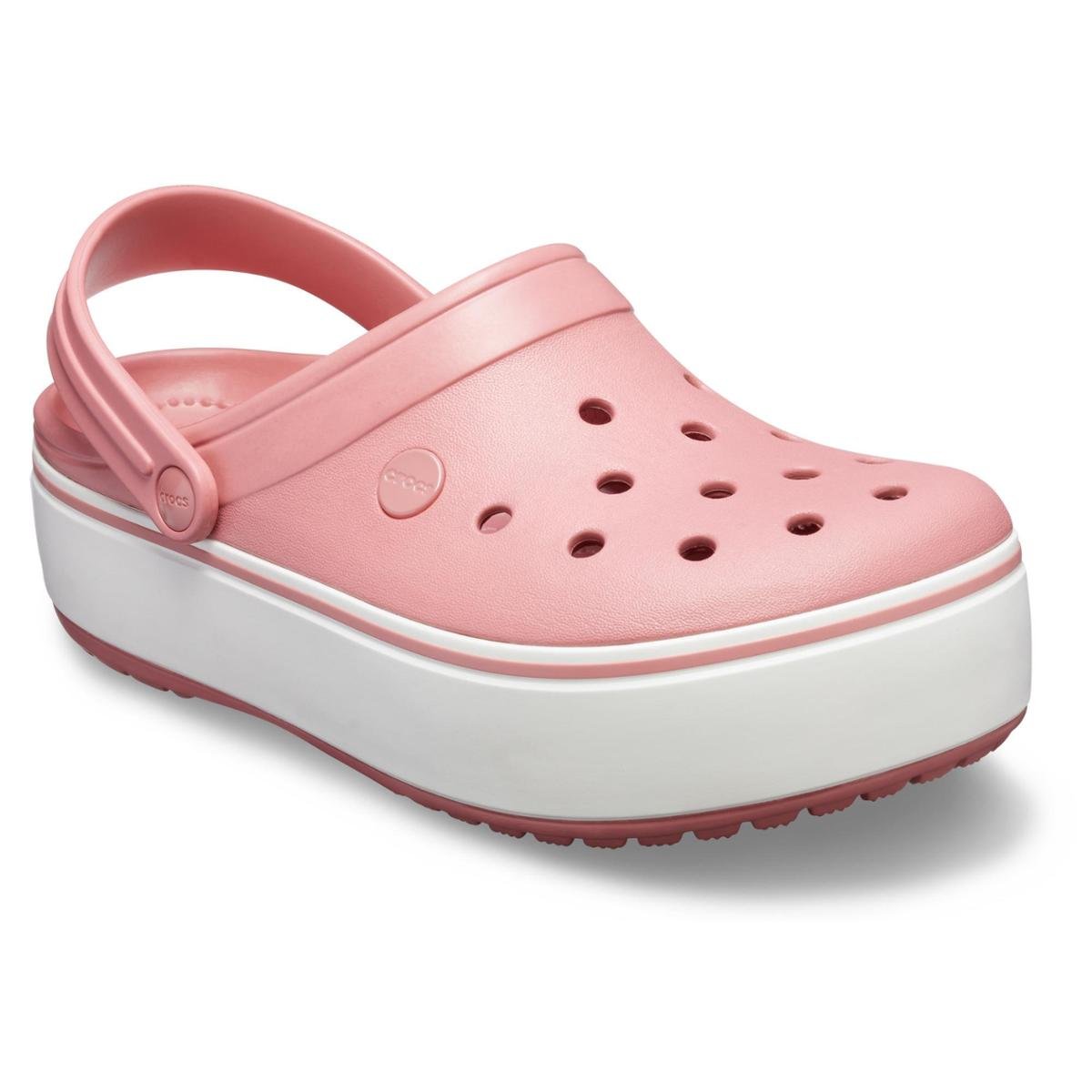 Crocs Crocband Platform Clog - Branco+Rosa Menor preço em Crocs Crocband Platform Clog - Branco+Rosa