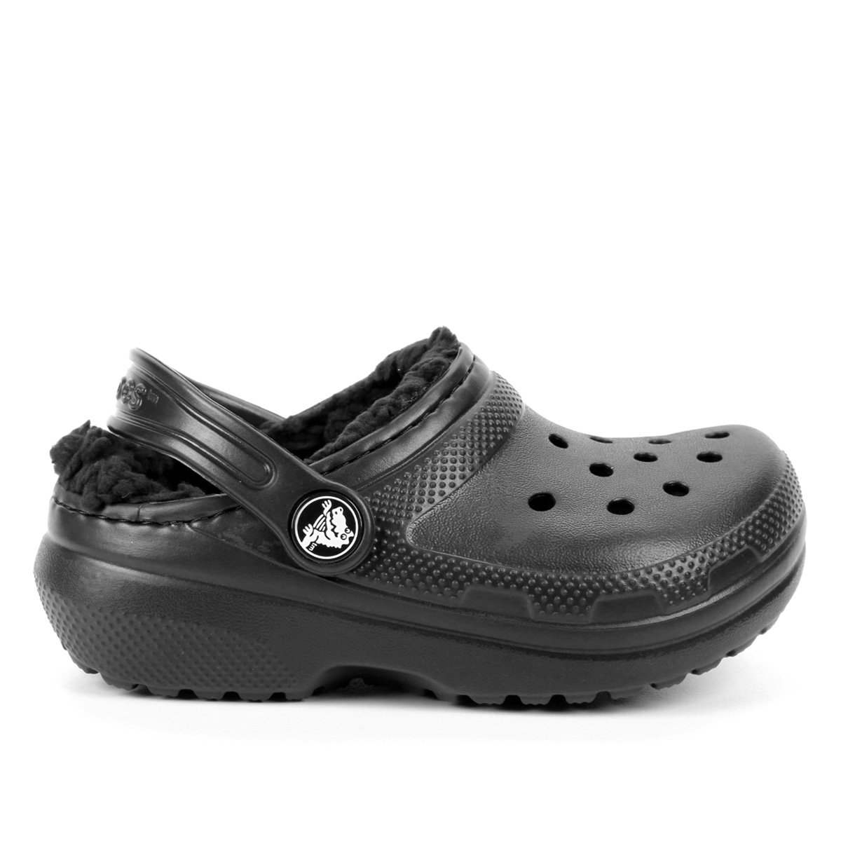 Crocs Infantil Classic Lined Clog K - Preto Menor preço em Crocs Infantil Classic Lined Clog K - Preto