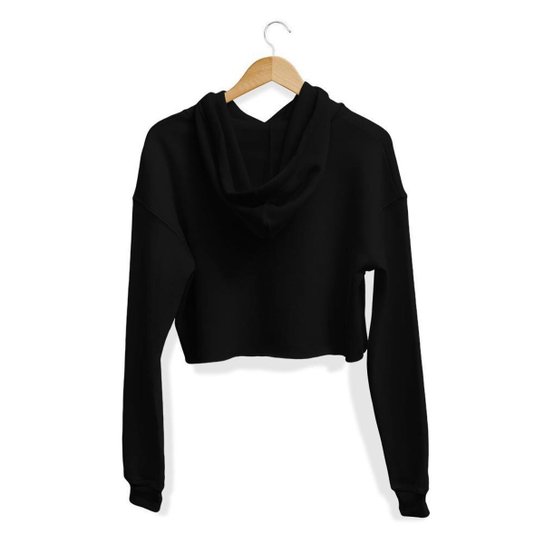 Cropped Adaption Liso com Capuz Feminino - Preto