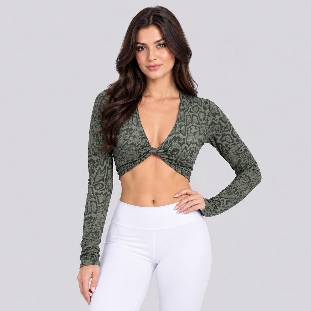 Cropped Adidas Snake Twisted Manga Longa Feminino Verde