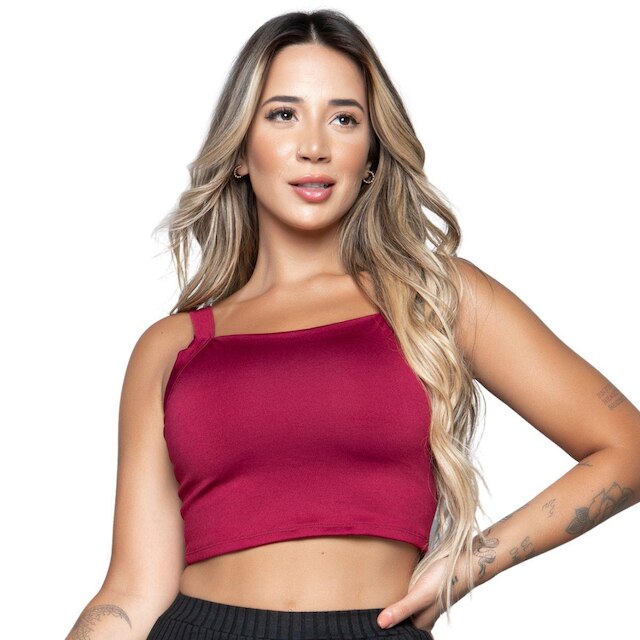 Cropped Alça Grossa Serra e Mar Modas Top Regata Roupa Suplex Blogueira Moda Casual Feminina