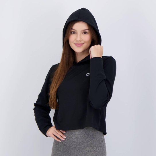 Cropped Area Dot Manga Longa Feminino Preto