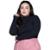 Cropped Canelado Gola Alta Serra e Mar Modas Manga Longa Costa Nua Moda Casual - Preto