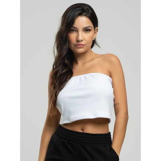 Cropped Canelado Tomara Que Caia Moda Casual Feminina