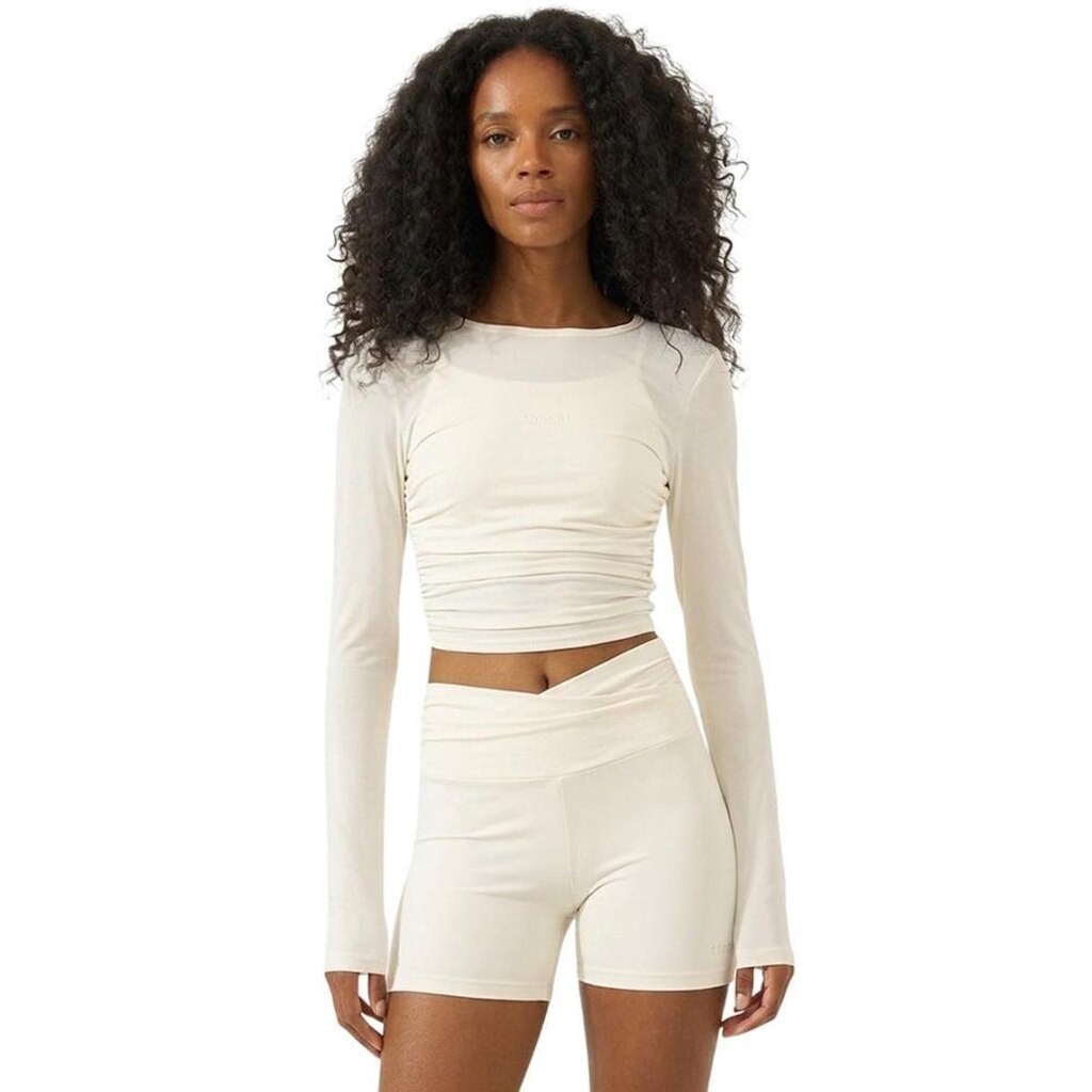 Cropped Colcci Slim Com Franzido Lateral Off Natural Feminino