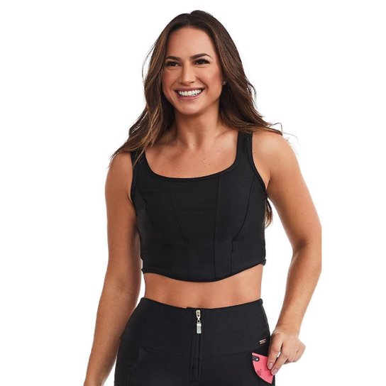 Cropped Corselet Fashionable Preto M CAJUBRASIL - Preto