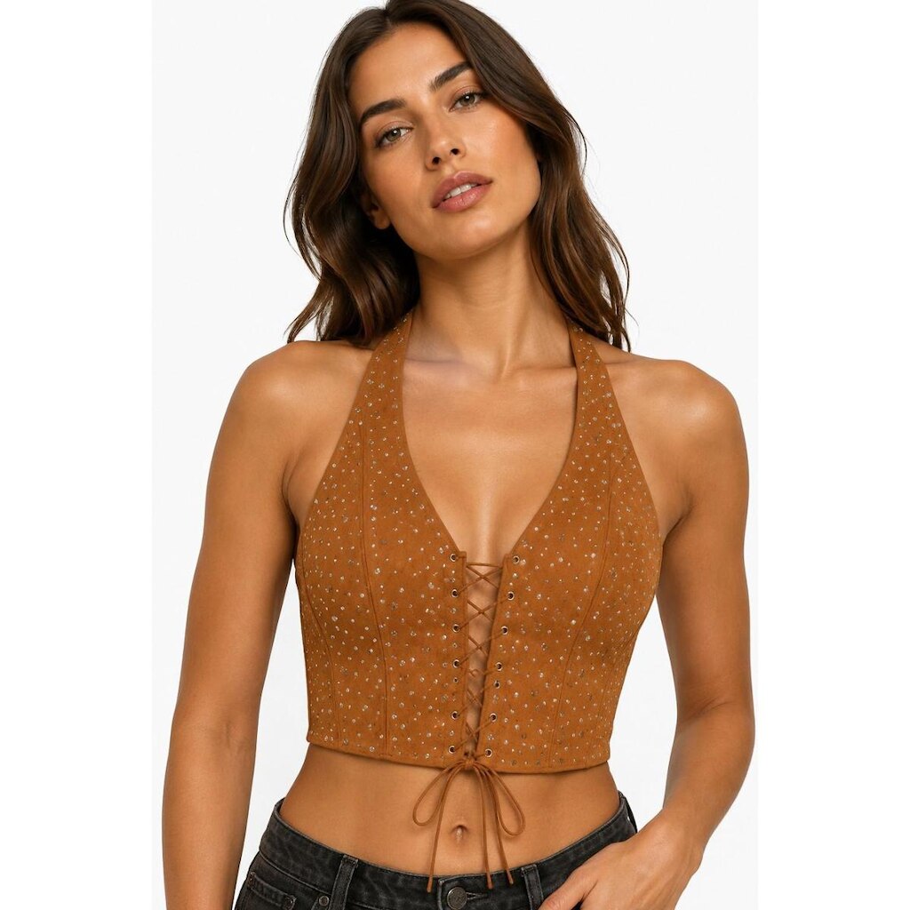 Cropped D Bell Outlet Fashion Pedraria Caramelo