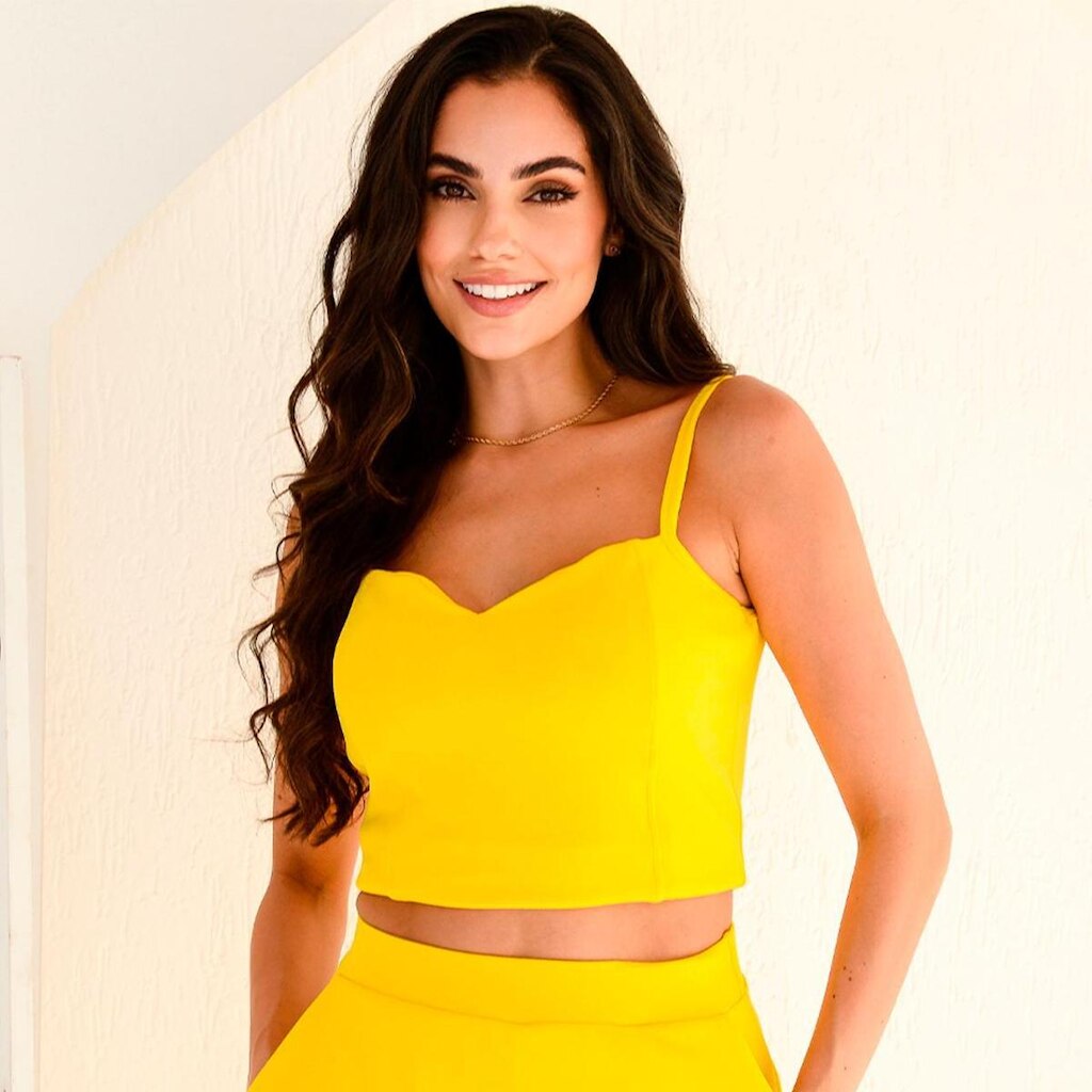 Cropped de Alça Fina Cós B’Bonnie Kiara Amarela