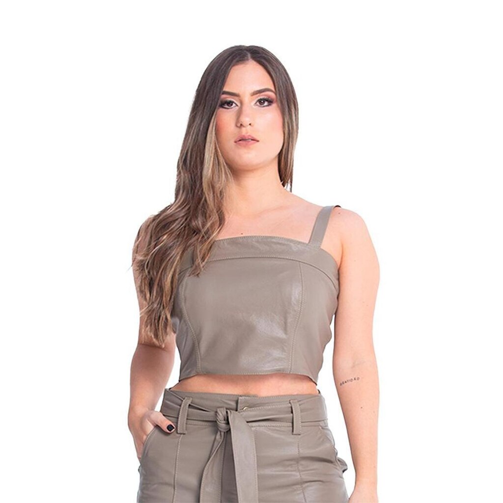 Cropped de Couro Com Alça Fendi