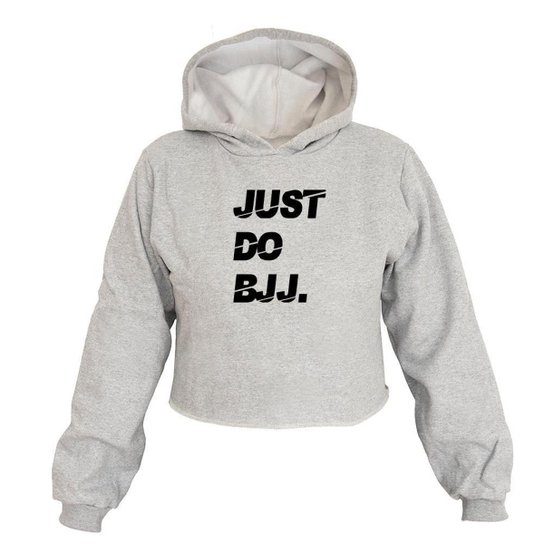 Cropped Feminino Moletom Estampa Jiu Jitsu Just Capuz Estilo Zattini