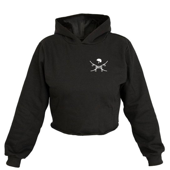 Cropped Feminino Moletom Estampa Skate Capacete Capuz Moda Zattini