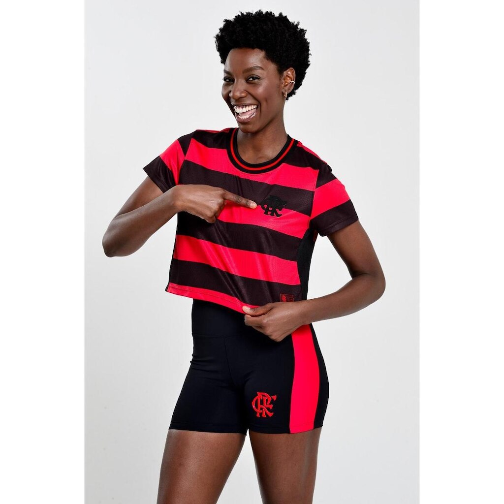 CROPPED FLAMENGO LISTRADO GOLA LISTRADO LOGO EM GEL COIMBRA