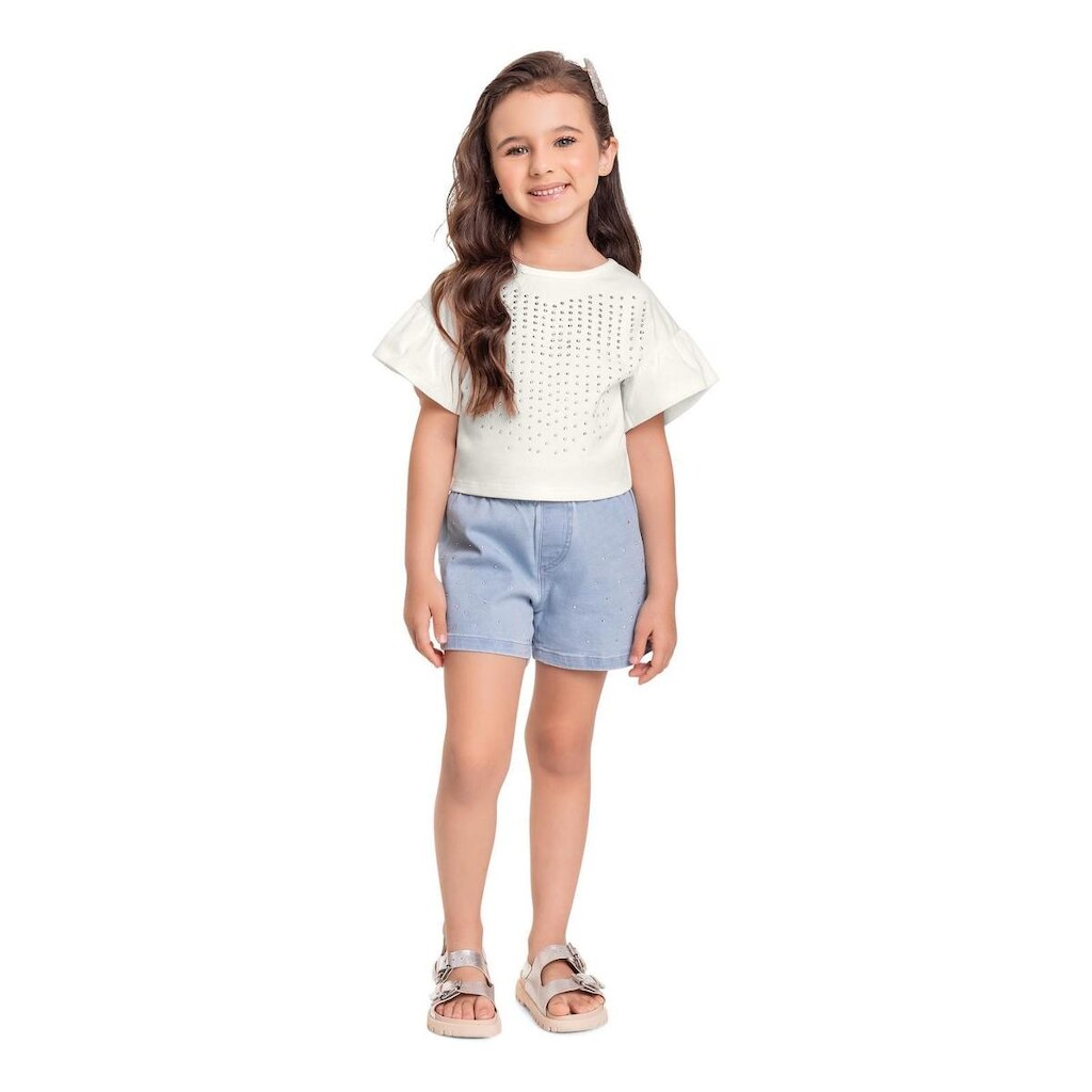 Cropped Infantil em Cotton para Menina Quimby