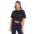 Cropped Manga Curta Dry Proteção Uv Blusa Feminino - Preto