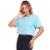 Cropped Manga Curta Dry Proteção Uv Blusa Feminino - Azul