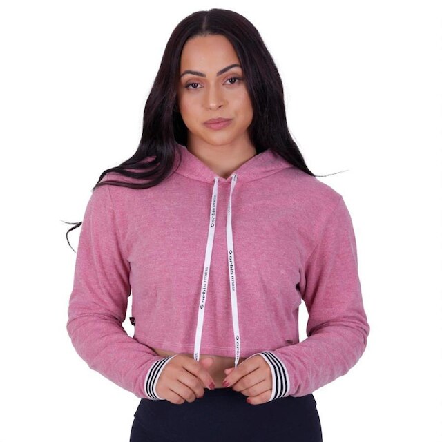 CROPPED MOLETINHO ALGODÃO FEMININO CASUAL CAPUZ ORBIS - cinza, G