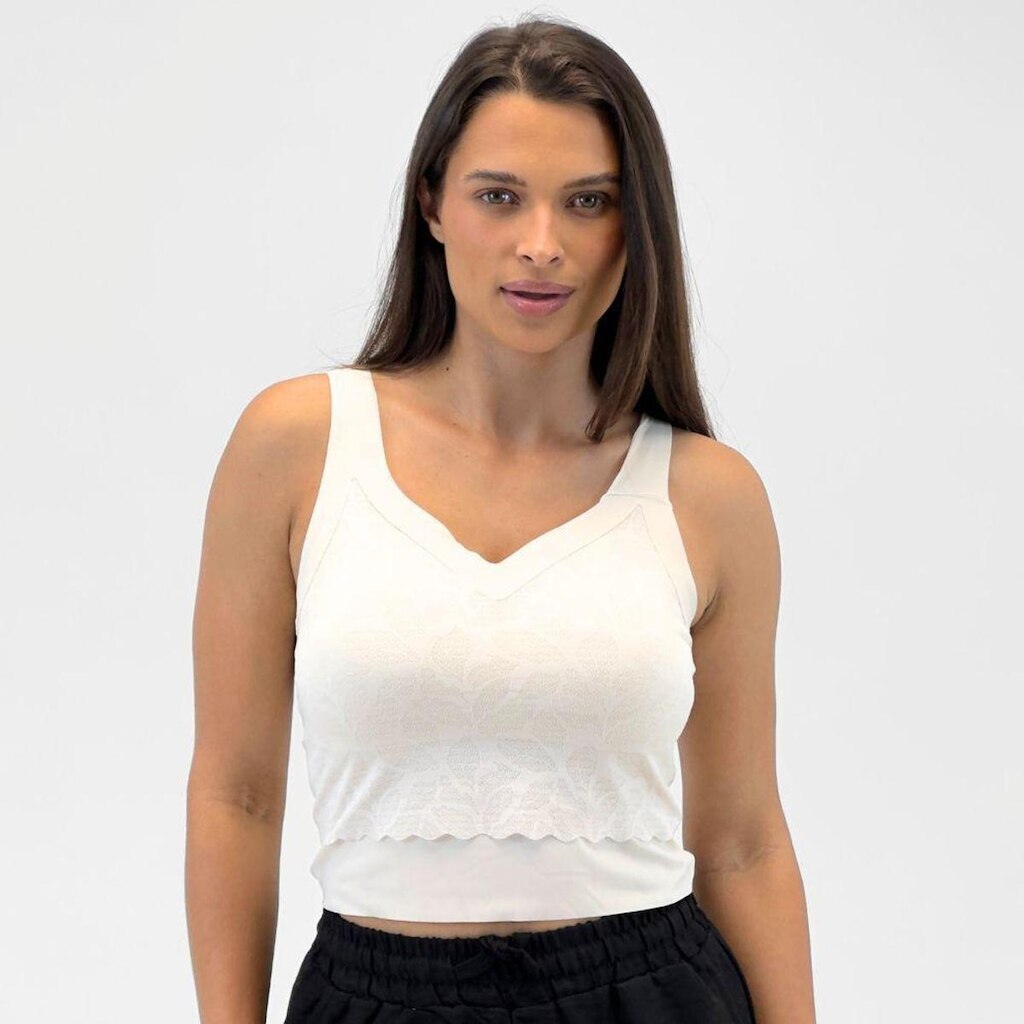 Cropped Pacific Blue com Renda e Bojo Feminino