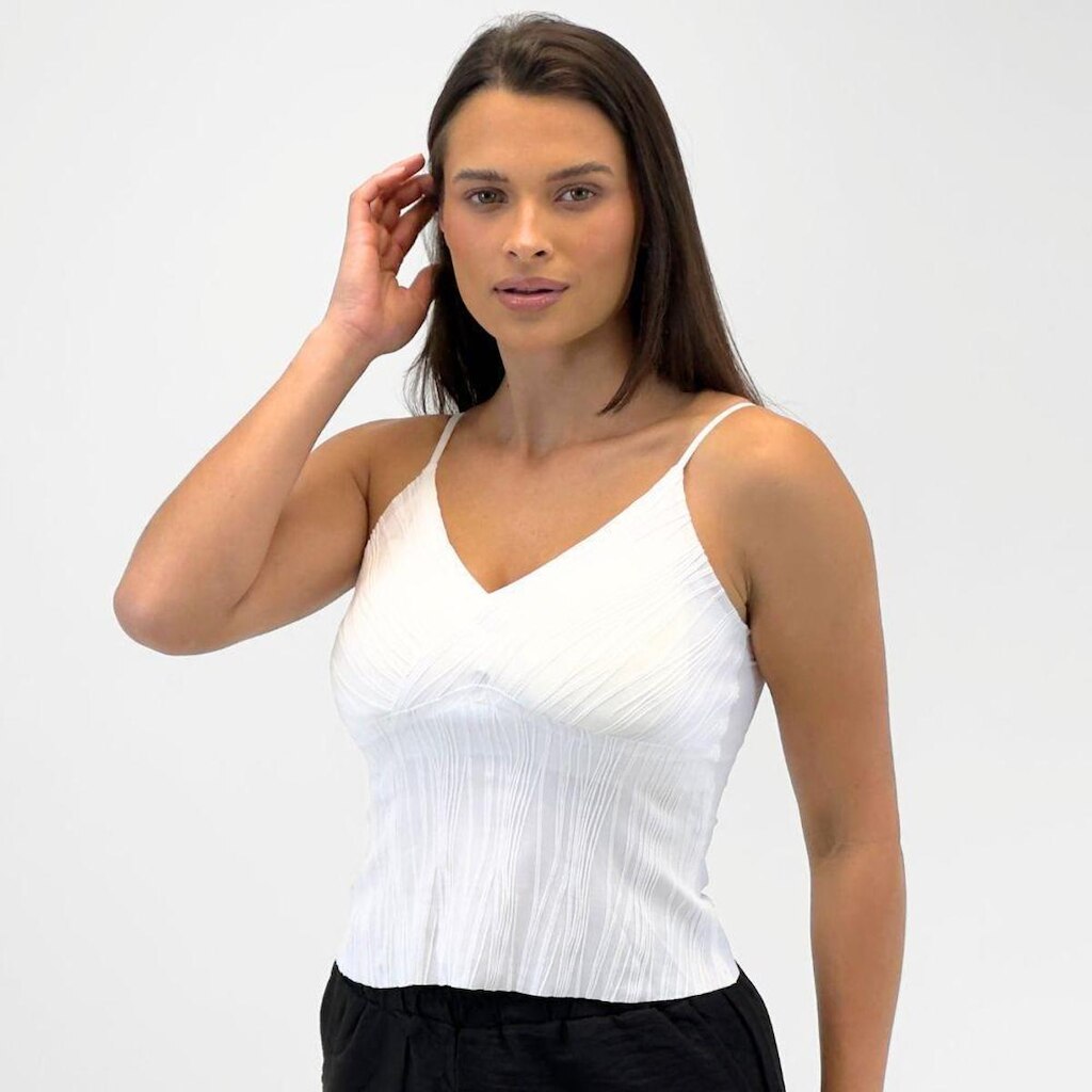 Cropped Pacific Blue Regata Texturizado com Bojo Feminino